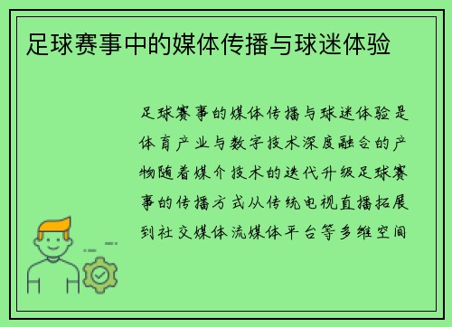 足球赛事中的媒体传播与球迷体验